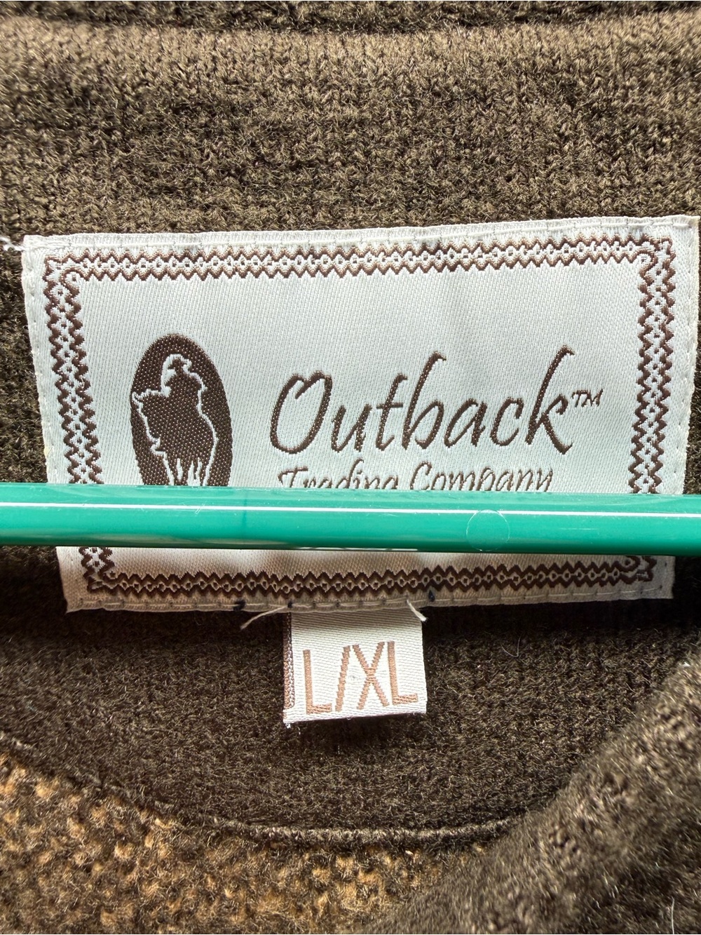 Worn once Outback Brown Aztec Cowl Sweater with Turquoise Accents Sz L/XL (14ax) - Picture 2 of 5